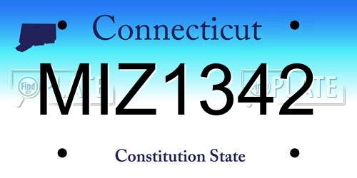 MIZ1342 Connecticut License Plate