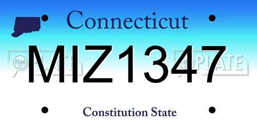 MIZ1347 Connecticut License Plate