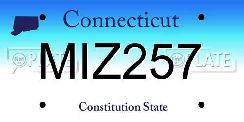 MIZ257 Connecticut License Plate