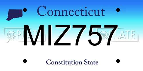 MIZ757 Connecticut License Plate