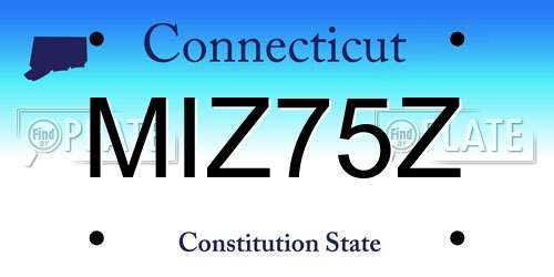 MIZ75Z Connecticut License Plate