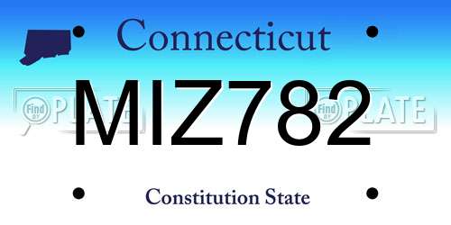 MIZ782 Connecticut License Plate