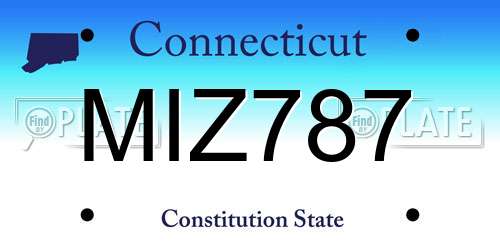MIZ787 Connecticut License Plate