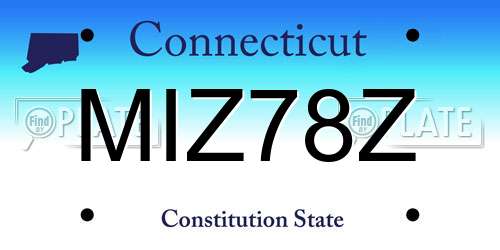 MIZ78Z Connecticut License Plate
