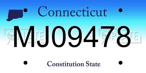 MJ09478 Connecticut License Plate