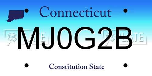 MJ0G2B Connecticut License Plate