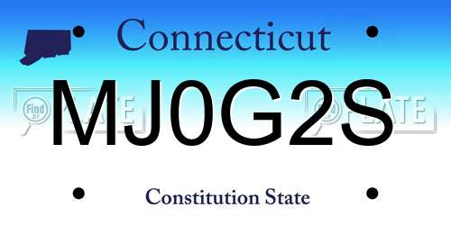 MJ0G2S Connecticut License Plate