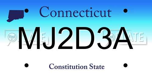 MJ2D3A Connecticut License Plate
