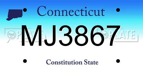 MJ3867 Connecticut License Plate