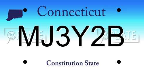 MJ3Y2B Connecticut License Plate