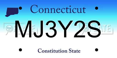 MJ3Y2S Connecticut License Plate