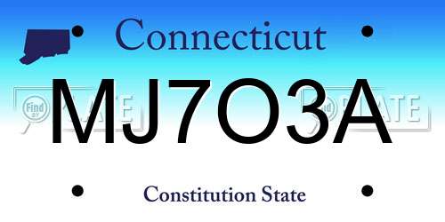 MJ7O3A Connecticut License Plate
