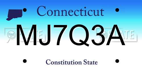 MJ7Q3A Connecticut License Plate