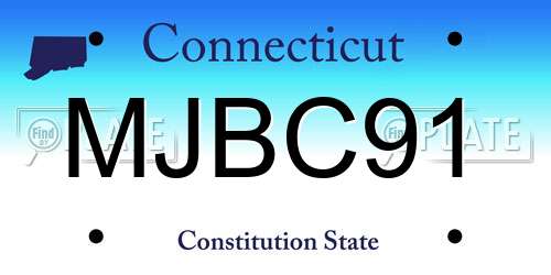 MJBC91 Connecticut License Plate