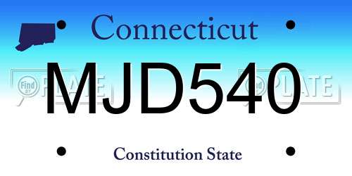 MJD540 Connecticut License Plate