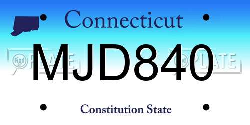 MJD840 Connecticut License Plate
