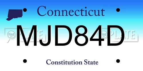 MJD84D Connecticut License Plate