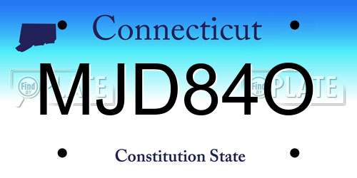 MJD84O Connecticut License Plate