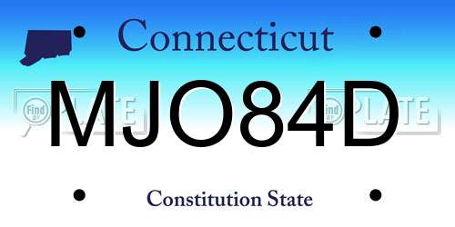 MJO84D Connecticut License Plate