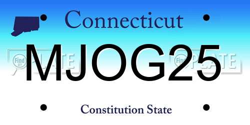 MJOG25 Connecticut License Plate