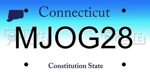 MJOG28 Connecticut License Plate