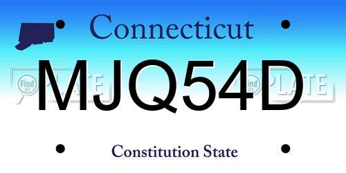 MJQ54D Connecticut License Plate