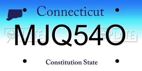 MJQ54O Connecticut License Plate