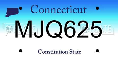 MJQ625 Connecticut License Plate