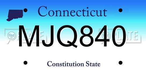 MJQ840 Connecticut License Plate
