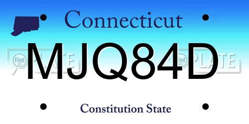MJQ84D Connecticut License Plate