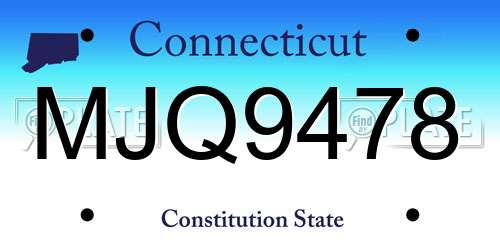 MJQ9478 Connecticut License Plate