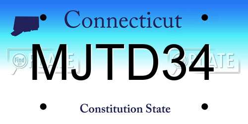 MJTD34 Connecticut License Plate