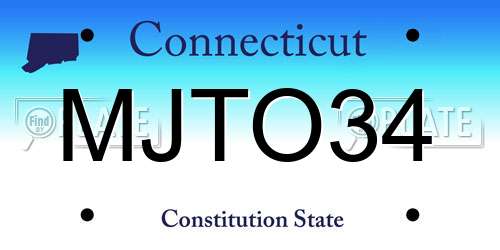 MJTO34 Connecticut License Plate