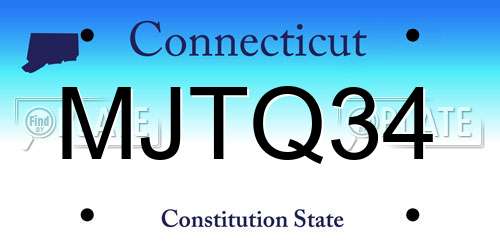 MJTQ34 Connecticut License Plate