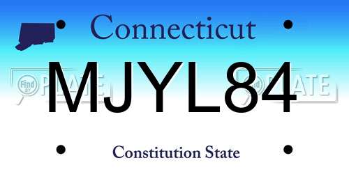 MJYL84 Connecticut License Plate
