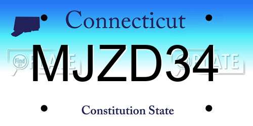 MJZD34 Connecticut License Plate
