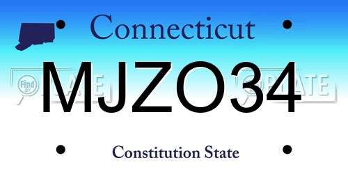 MJZO34 Connecticut License Plate