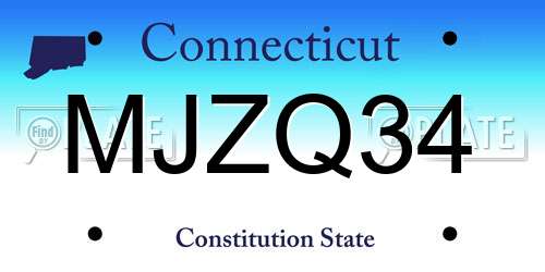 MJZQ34 Connecticut License Plate