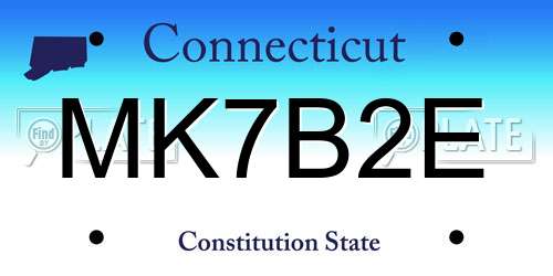 MK7B2E Connecticut License Plate