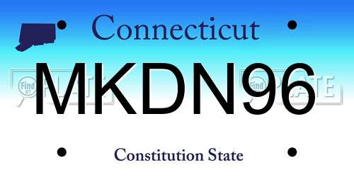 MKDN96 Connecticut License Plate