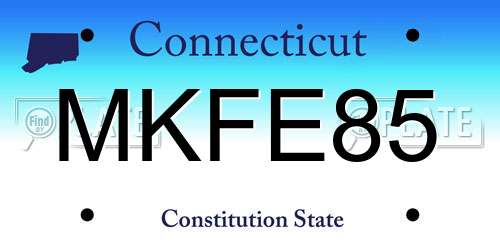 MKFE85 Connecticut License Plate