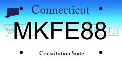 MKFE88 Connecticut License Plate