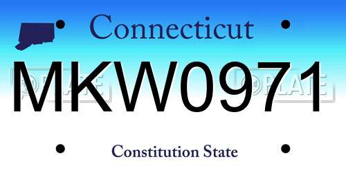 MKW0971 Connecticut License Plate