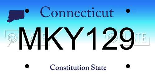 MKY129 Connecticut License Plate