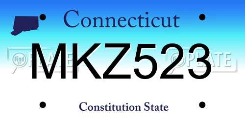 MKZ523 Connecticut License Plate