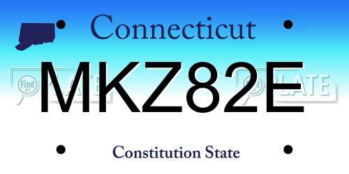 MKZ82E Connecticut License Plate