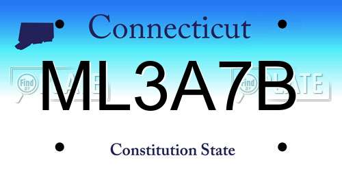 ML3A7B Connecticut License Plate