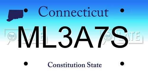 ML3A7S Connecticut License Plate