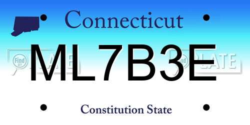 ML7B3E Connecticut License Plate