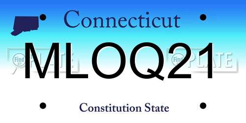 MLOQ21 Connecticut License Plate